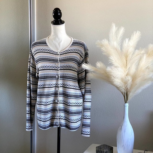 Talbots | Vintage Geo Pattern Cardigan Knitted Sweater | Size: Medium - Picture 1 of 8